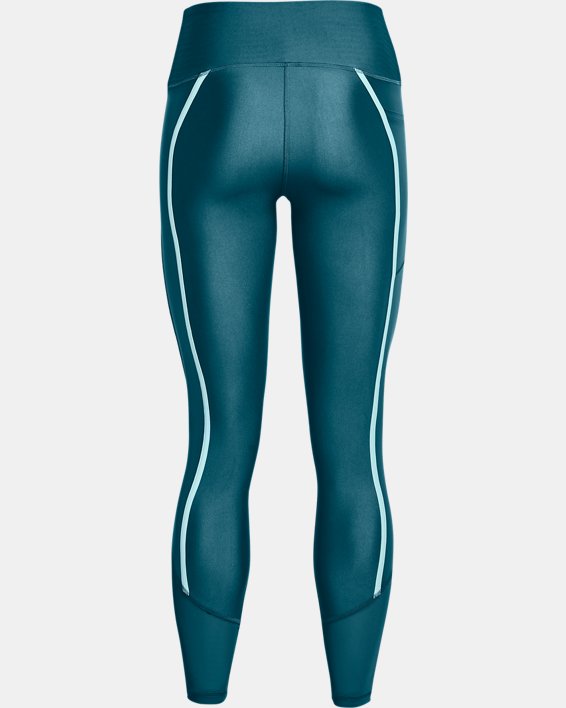 Women's HeatGear® No-Slip Waistband Shine Mesh Full-Length Leggings, Blue, pdpMainDesktop image number 5